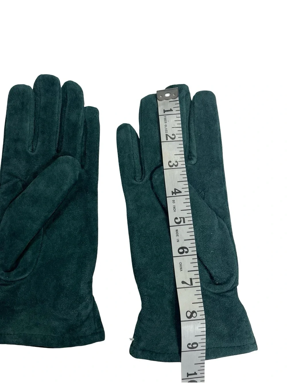 Vtg 1997 Isotoner Women Green Suede Leather Gloves 100% Lined Aris 115 Sz Medium